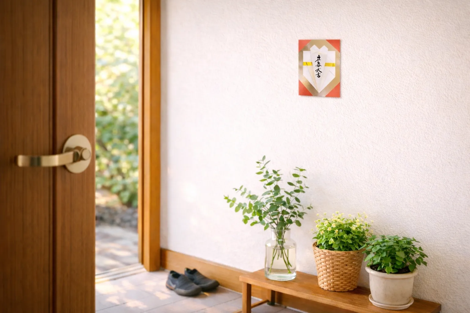 玄関に貼った立春大吉