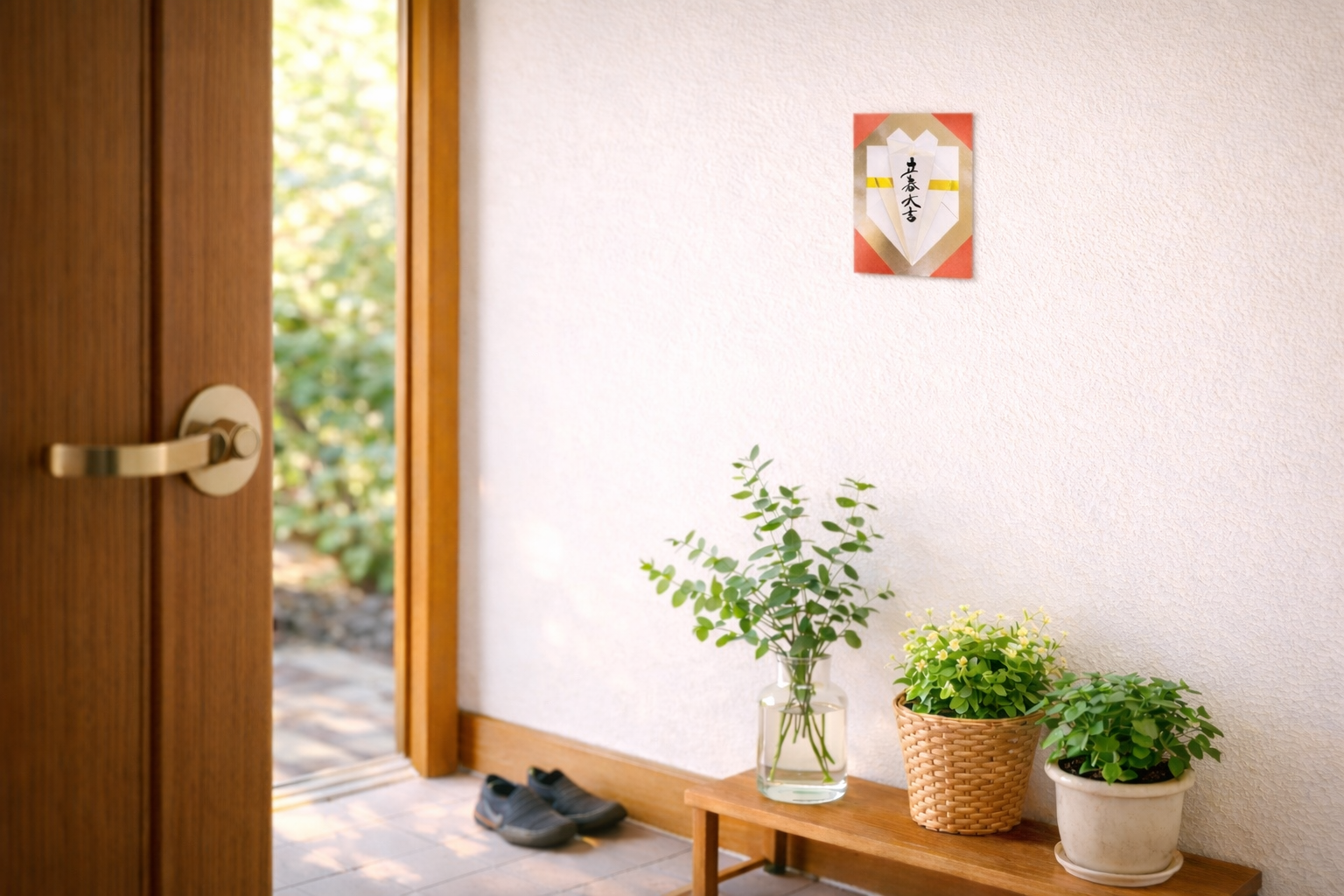 玄関に貼った立春大吉